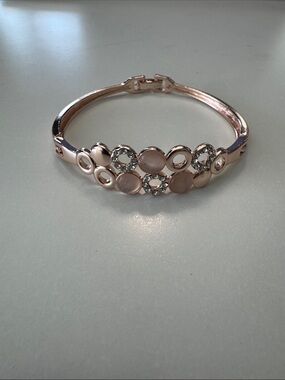 Rose Gold Crystal Accent Bangle Bracelet - Women Jewelry